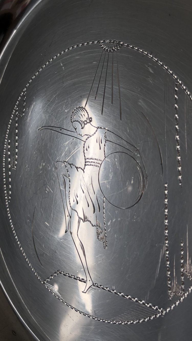 Pewter wall plate, 1931