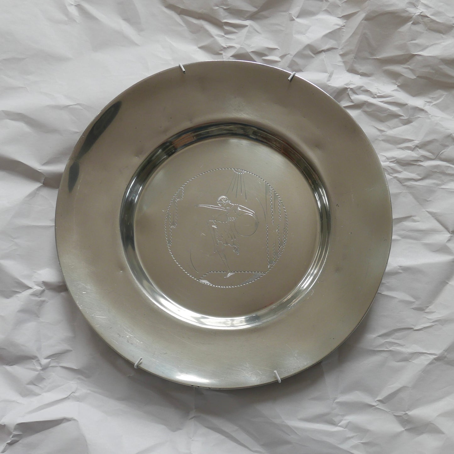 Pewter wall plate, 1931