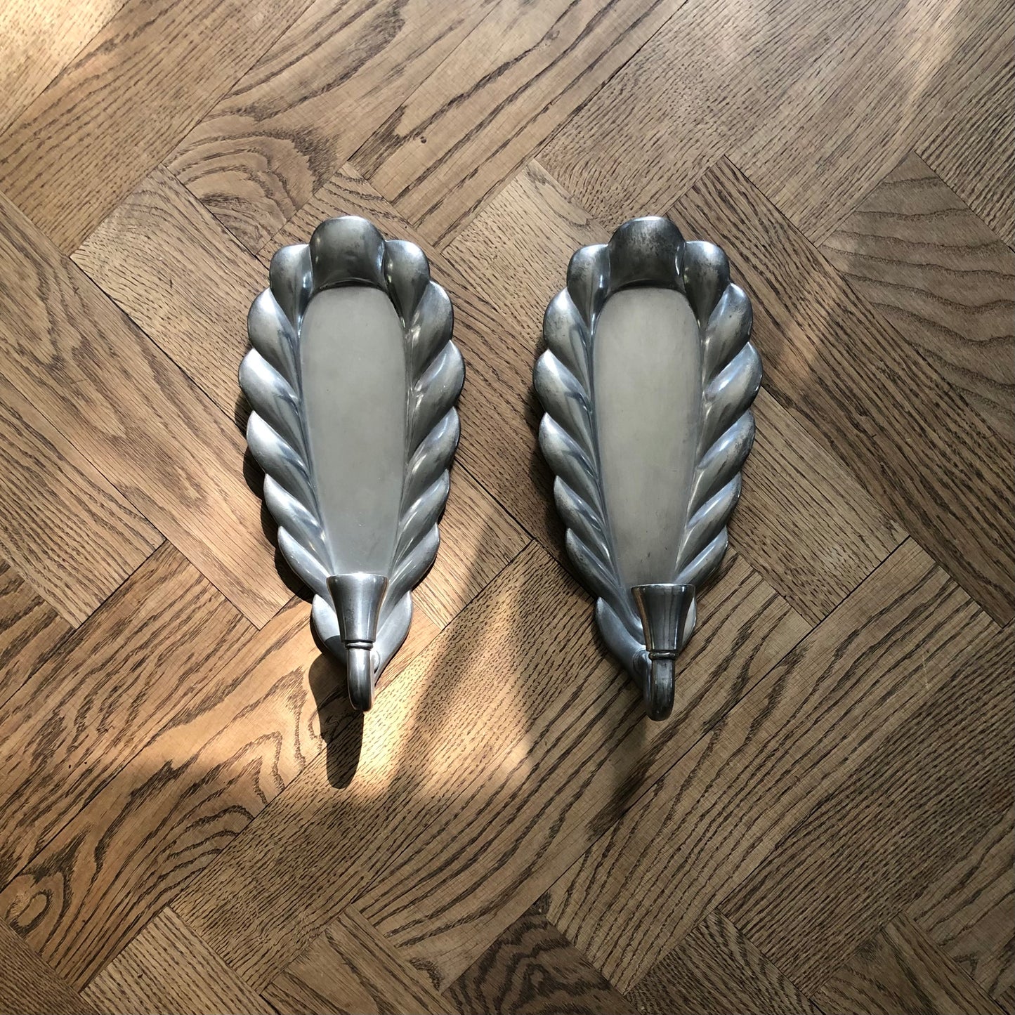 1930's pewter candle sconces