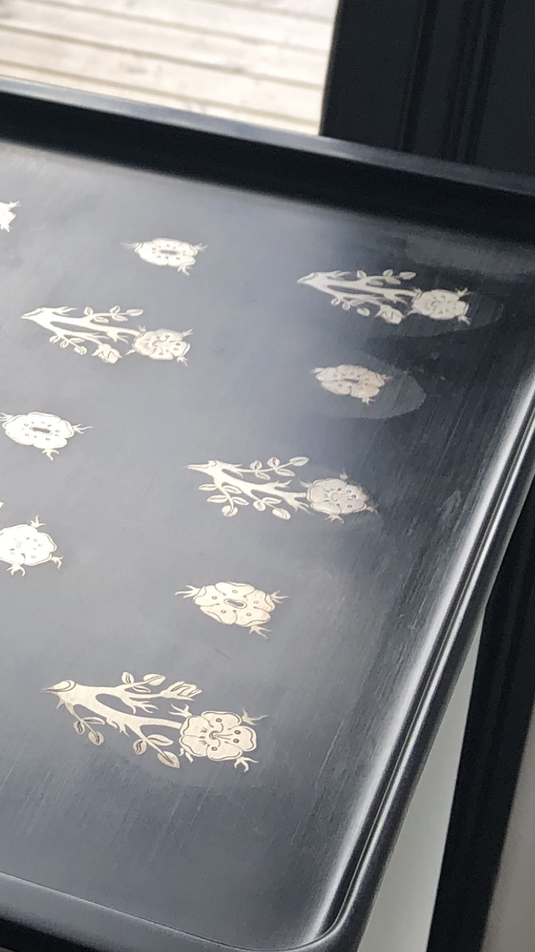 Perstorp isolite tray with silver inlays