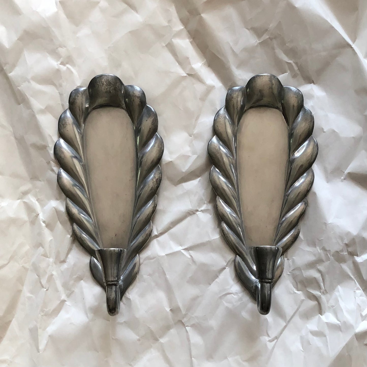 1930's pewter candle sconces