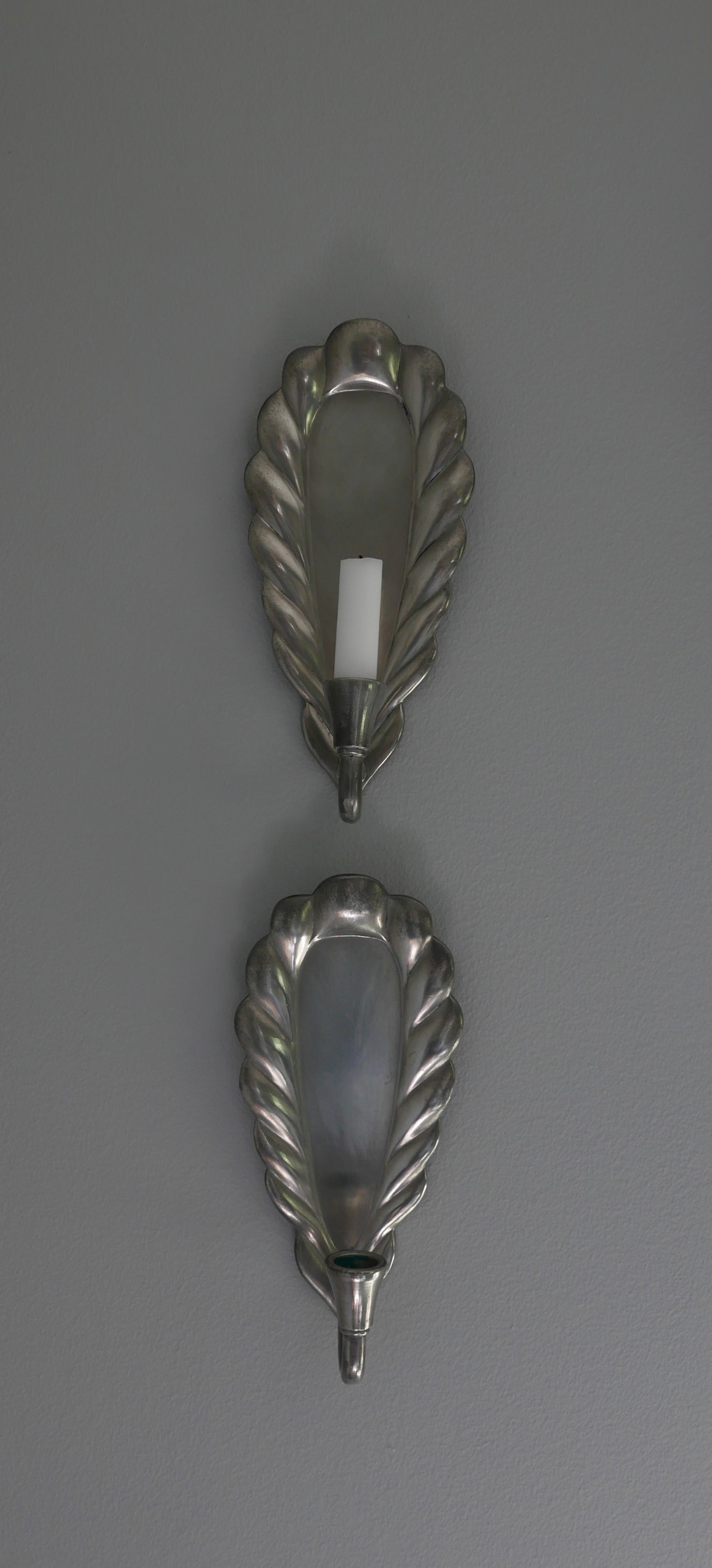 1930's pewter candle sconces