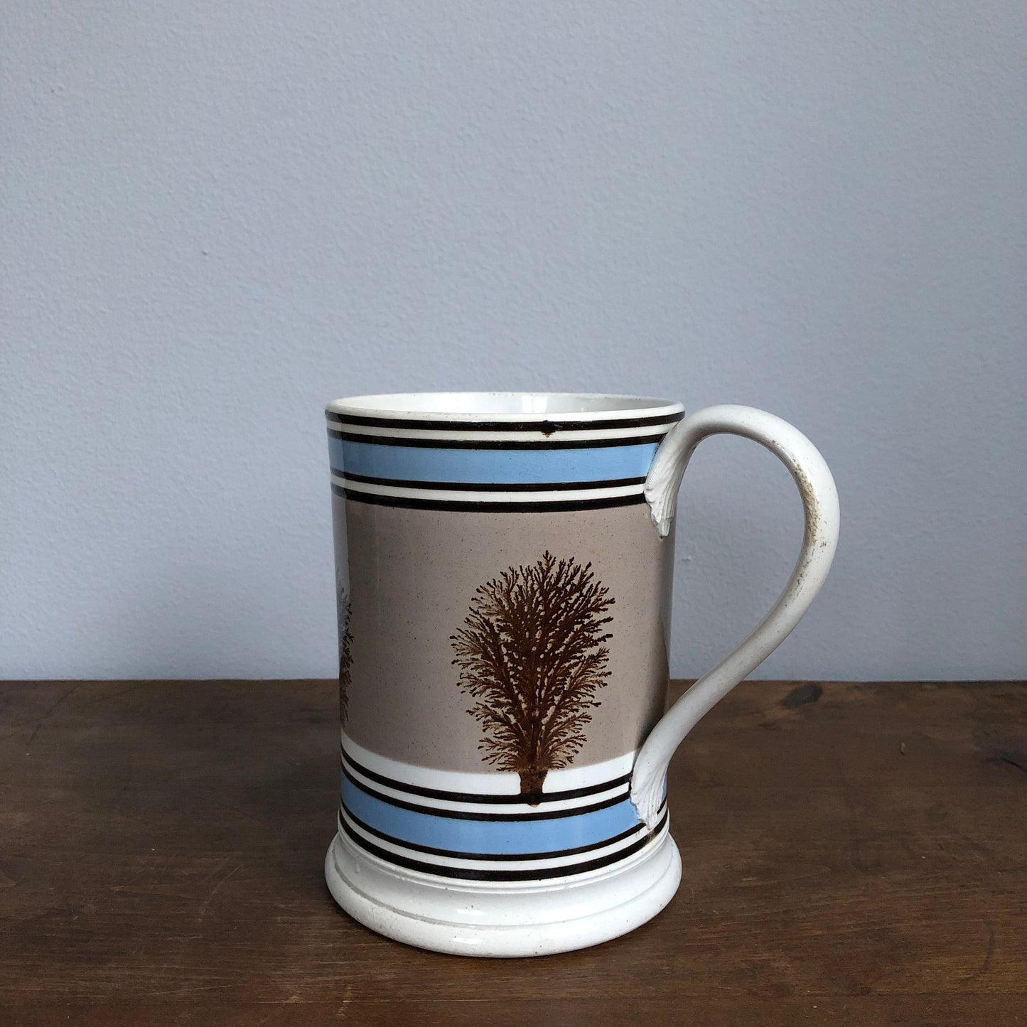 Mochaware pottery tankard mug